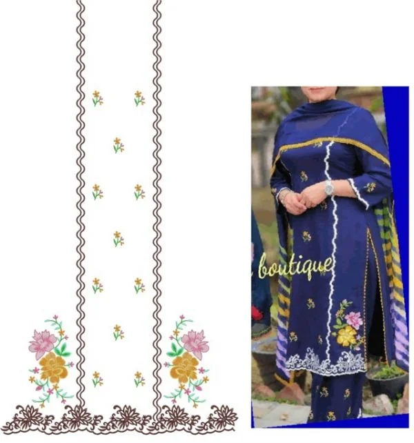 Punjabi Suit Design 11348 - Daman Flowers Concept Panjabi Suit