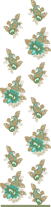 Three-Piece Design 22202 - Woman Dress Front Part Embroidery Design (336) 83180