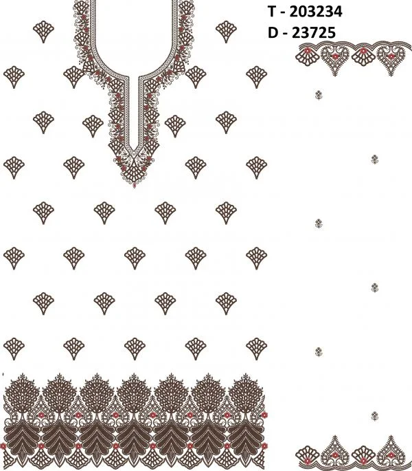 Punjabi Suit Design 3313 - Unique Neck Butti Punjabi Suit Duppata