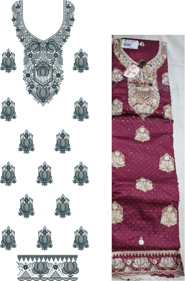 Punjabi Suit Design 3354 - Beautiful Jari Concept Neck Butti Punjabi Sui