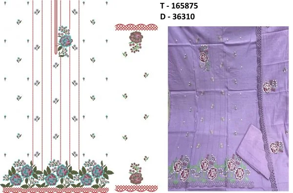 Punjabi Suit Design 3402 - Creative Flowers Concept Neck Punjabi Suit Du