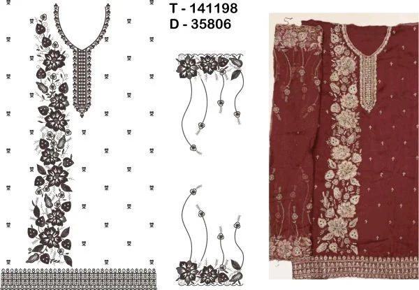 Long Suit Design 3705 - New Pattern Neck Heavy Concept Long Panel Top