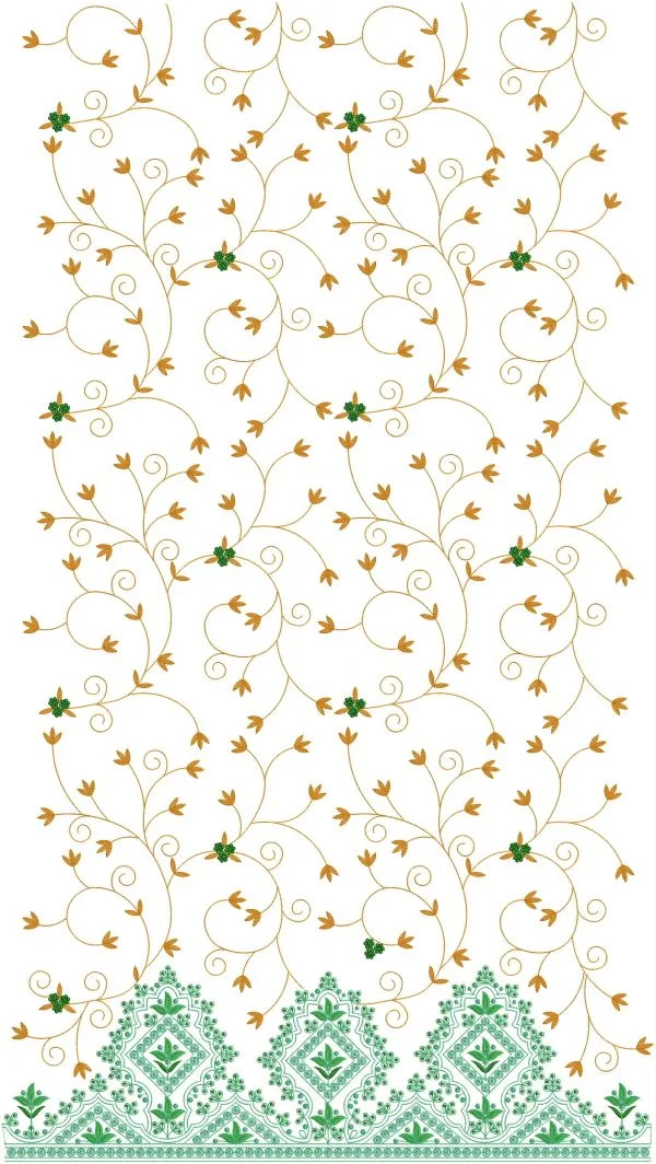 Punjabi Suit Design 7985 - Daman Flowers Concept Panjabi Suit