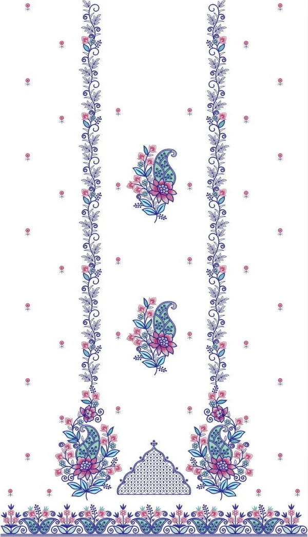 Punjabi Suit Design 9230 - Colourfull Flowers Panjabi Suit