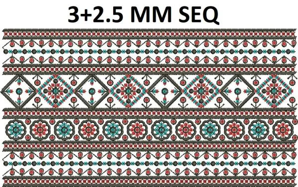Border Design 1925 - 3+2.5 Mm Bhungali Seq Lace Border