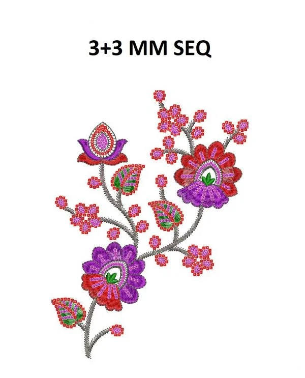 Butta Design 1024 - 3+3 Mm Bhungali Seq Butta