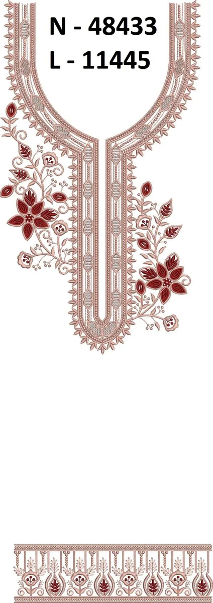 Neck Design 1262 - Beautiful Neck With Lace Border