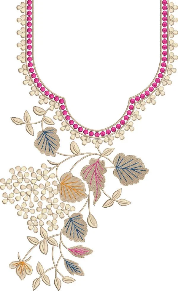 Neck Design 1495 - Beautiful Flowers Concept Neck & Gala