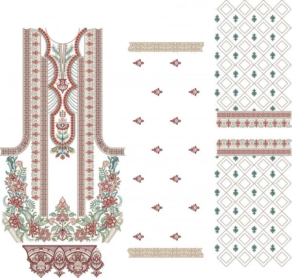 Neck Design 3079 - Pakistani Single Head Neck Suit
