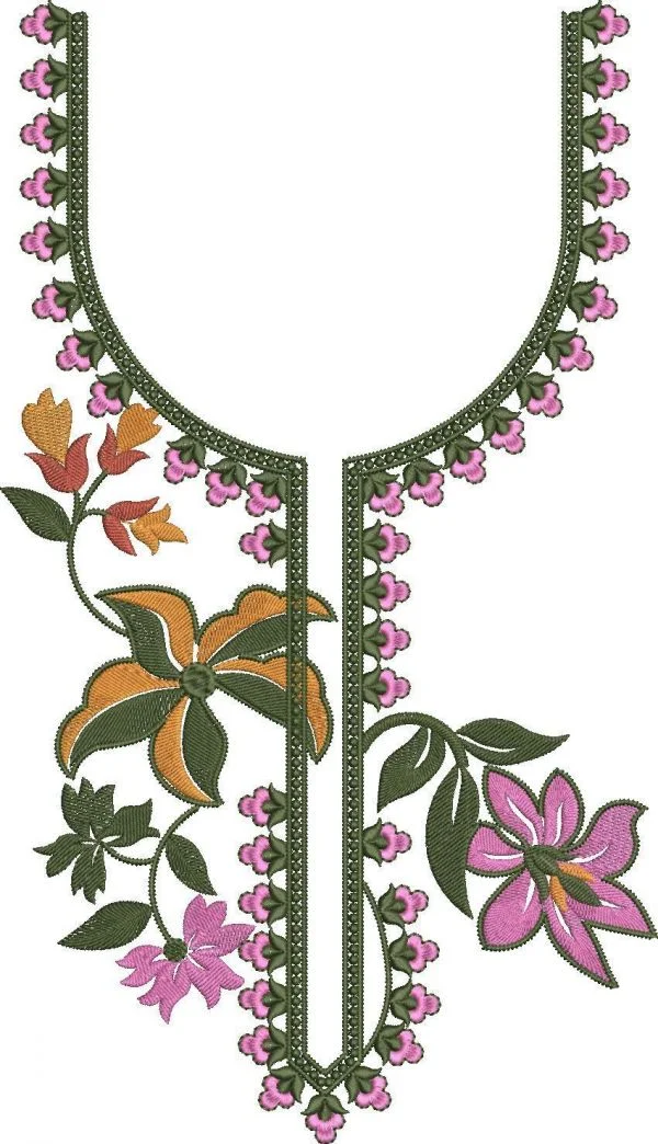 Neck Design 666 - Beautiful Flowers Neck & Gala
