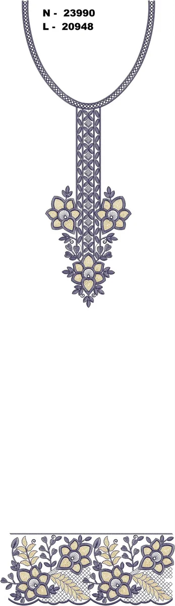 Neck Design 885 - Unique Neck With Lace Border