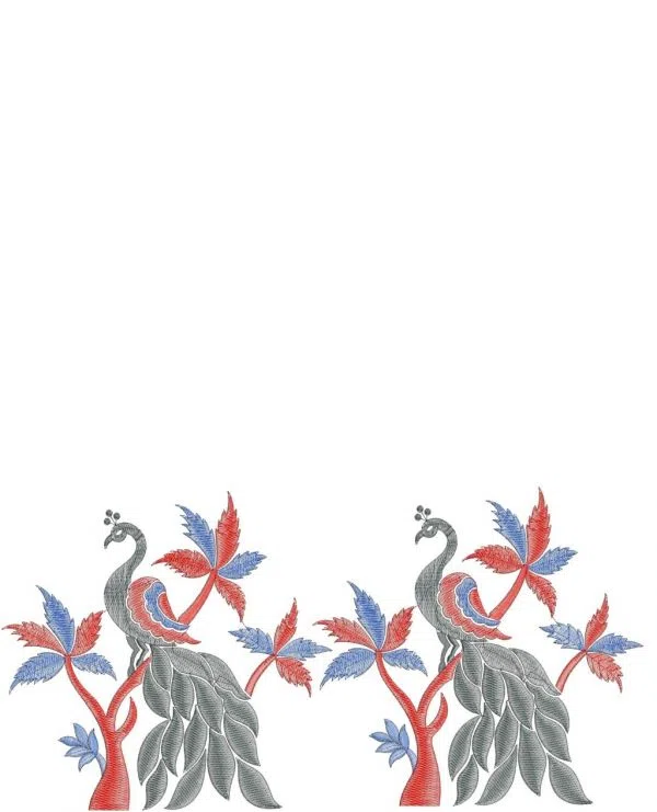 Saree Design 12573 - Peacock Figure Concept Panel Pallu Skirt Sare 382169