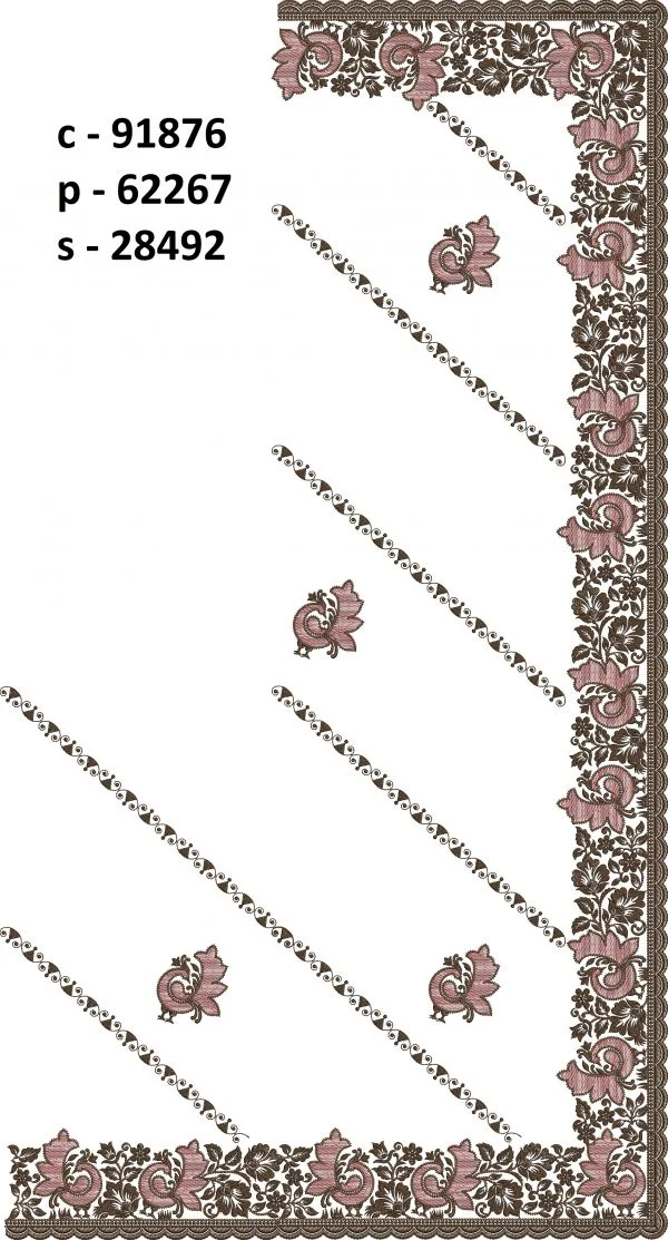Saree Design 1572 - Peacock Figure Concept Border C Pallu Skirt S