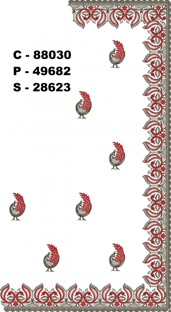 Saree Design 1646 - Peacock Figure Concept Border C Pallu Skirt S