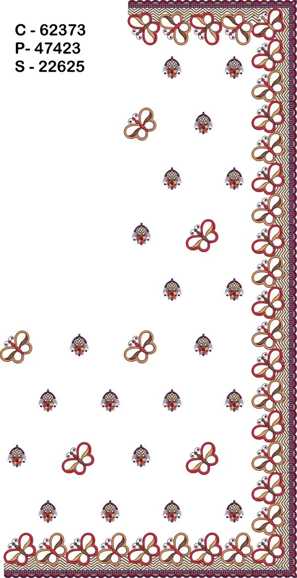 Saree Design 276 - Butterfly Figure Concept Border C Pallu Skirt