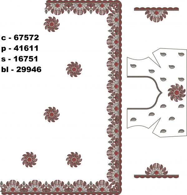 Saree Design 3418 - Awesome Border C Pallu Skirt Saree