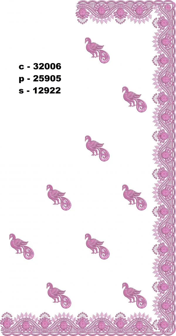 Saree Design 5000 - Peacock Figure Concept Border C Pallu Skirt S