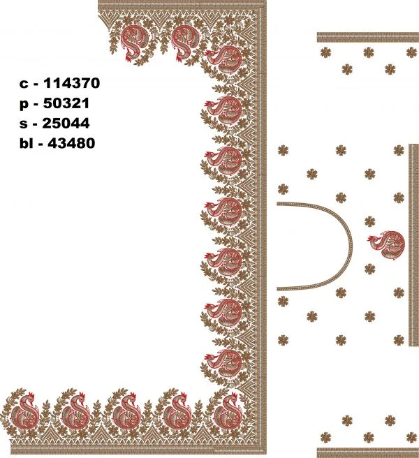 Saree Design 5246 - Peacock Figure Concept Border C Pallu Skirt S