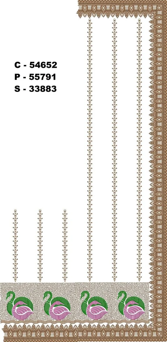 Saree Design 6808 - Swan Figure Concept Border C Pallu Skirt Sare