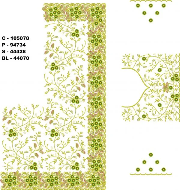 Saree Design 6864 - Unique Border C Pallu Skirt Saree