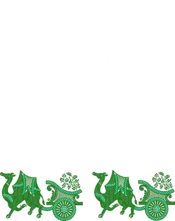 Saree Design 7355 - Camel Cart Figure Concept Panel Pallu Skirt S