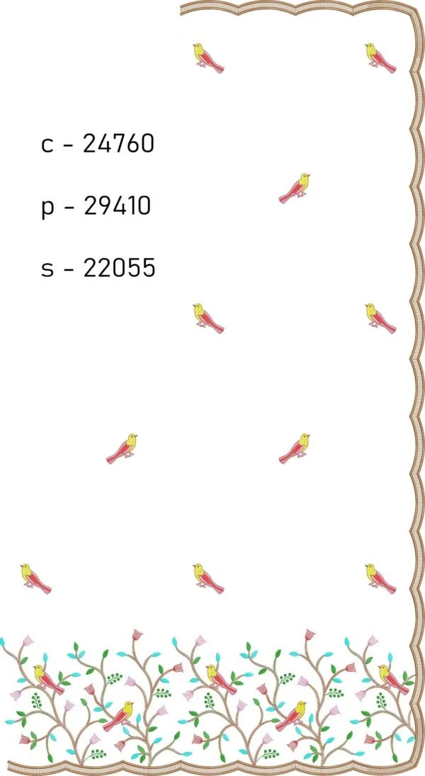 Saree Design 7835 - Sparrow Figure Concept Border C Pallu Skirt S
