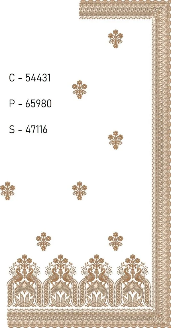 Saree Design 7991 - Peacock Figure Concept Border C Pallu Skirt S