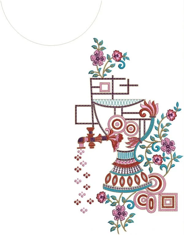 Daman Design 777 - Creative Flowers Neck ⊤ Kurti